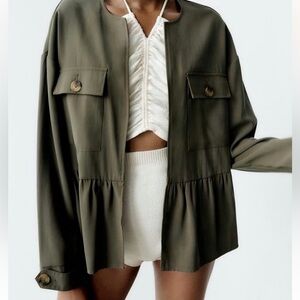Zara Khaki Utility Jacket for Women